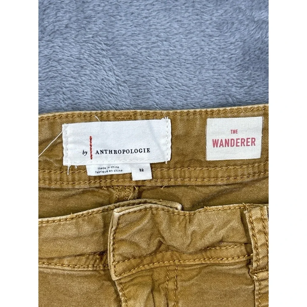 Anthropologie The Wanderer Pants Women 32 Brown Cotton Linen Blend Cargo Utility